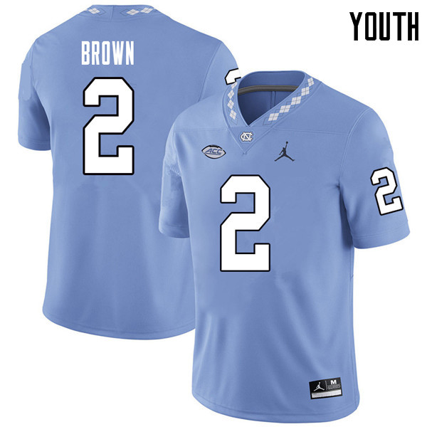 Jordan Brand Youth #2 Jordon Brown North Carolina Tar Heels College Football Jerseys Sale-Carolina B